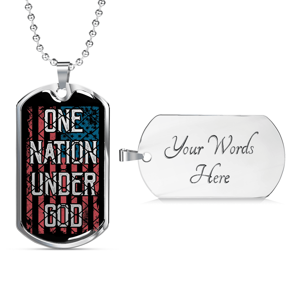 Designs by MyUtopia Shout Out:One Nation Under God Personalized Engravable Keepsake Dog Tag,Silver / Yes,Dog Tag Necklace