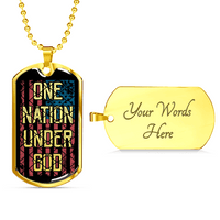 Load image into Gallery viewer, Designs by MyUtopia Shout Out:One Nation Under God Personalized Engravable Keepsake Dog Tag,Gold / Yes,Dog Tag Necklace
