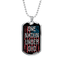 Load image into Gallery viewer, Designs by MyUtopia Shout Out:One Nation Under God Personalized Engravable Keepsake Dog Tag,Silver / No,Dog Tag Necklace
