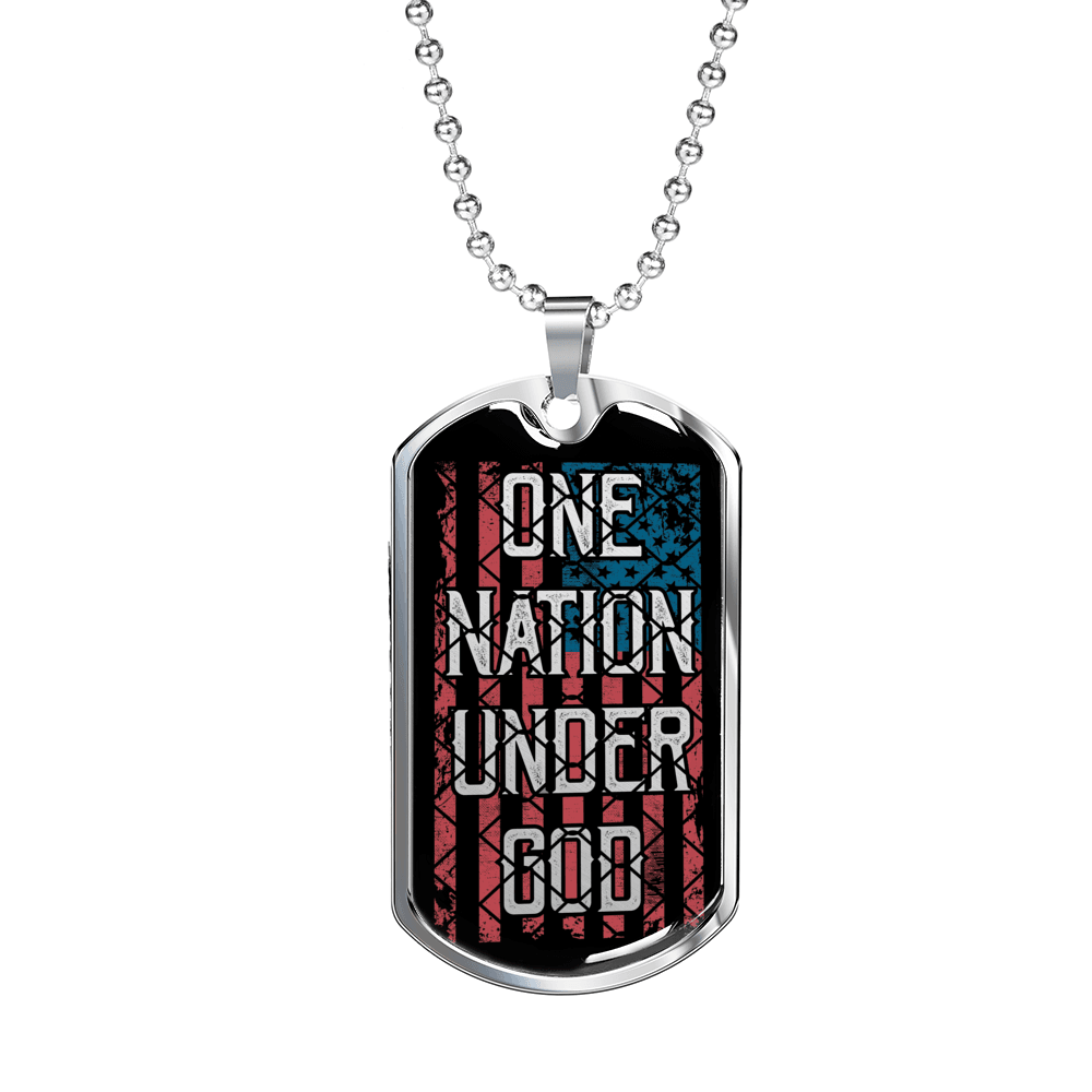 Designs by MyUtopia Shout Out:One Nation Under God Personalized Engravable Keepsake Dog Tag,Silver / No,Dog Tag Necklace