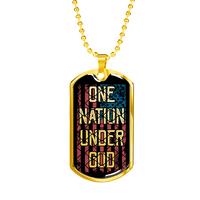 Load image into Gallery viewer, Designs by MyUtopia Shout Out:One Nation Under God Personalized Engravable Keepsake Dog Tag,Gold / No,Dog Tag Necklace
