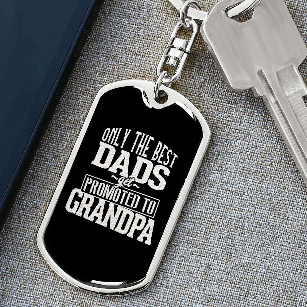 Designs by MyUtopia Shout Out:Only The Best Dads get Promoted to Grandpa - Liquid Glass Keepsake Keychain,Surgical Stainless Steel / No,Liquid Glass Keychain