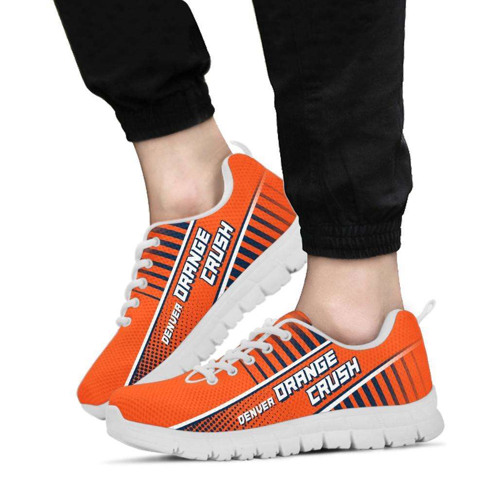 Designs by MyUtopia Shout Out:Orange Crush Denver Fan Mesh Fabric Running Shoes,Kid's / 11 CHILD (EU28),Running Shoes