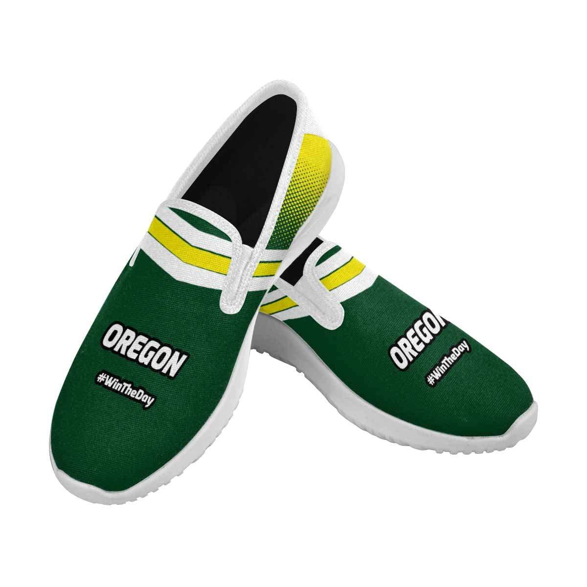 Designs by MyUtopia Shout Out:Oregon Fan #WinTheDay Mens Slip-on Canvas Sneakers