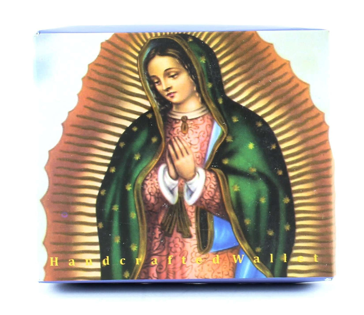Designs by MyUtopia Shout Out:Our Lady of Guadalupe Vegan Leather Bifold Men's Wallet with Flip Up ID Window