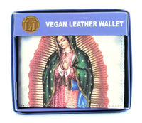 Load image into Gallery viewer, Designs by MyUtopia Shout Out:Our Lady of Guadalupe Vegan Leather Bifold Men&#39;s Wallet with Flip Up ID Window
