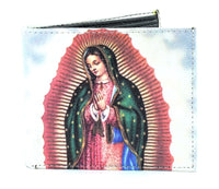Load image into Gallery viewer, Designs by MyUtopia Shout Out:Our Lady of Guadalupe Vegan Leather Bifold Men&#39;s Wallet with Flip Up ID Window
