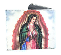 Load image into Gallery viewer, Designs by MyUtopia Shout Out:Our Lady of Guadalupe Vegan Leather Bifold Men&#39;s Wallet with Flip Up ID Window
