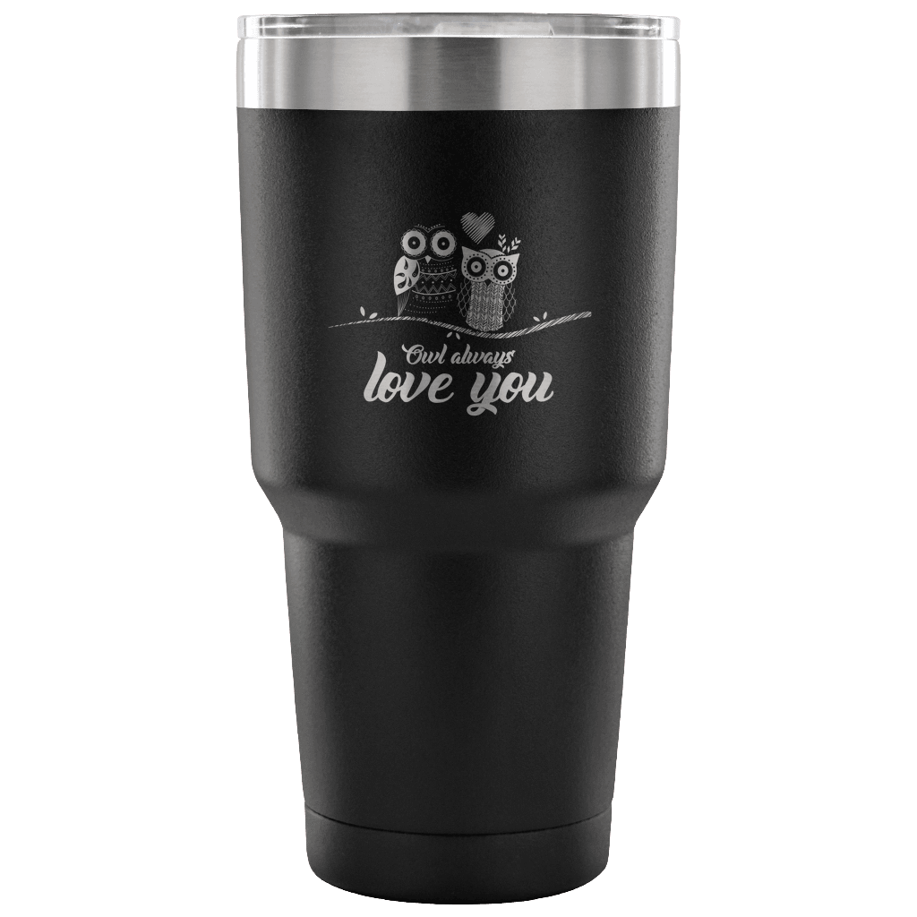 Designs by MyUtopia Shout Out:Owl Always Love You Engraved Insulated Double Wall Steel Tumbler Travel Mug,Black / 30 Oz,Polar Camel Tumbler