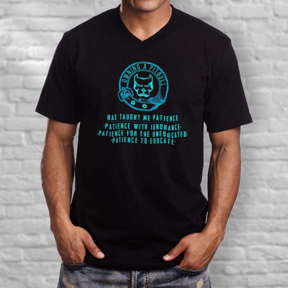 Designs by MyUtopia Shout Out:Owning A Pitbull Adult Unisex V Neck Tee