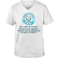 Load image into Gallery viewer, Designs by MyUtopia Shout Out:Owning A Pitbull Adult Unisex V Neck Tee,White / S,Ladies T-Shirts
