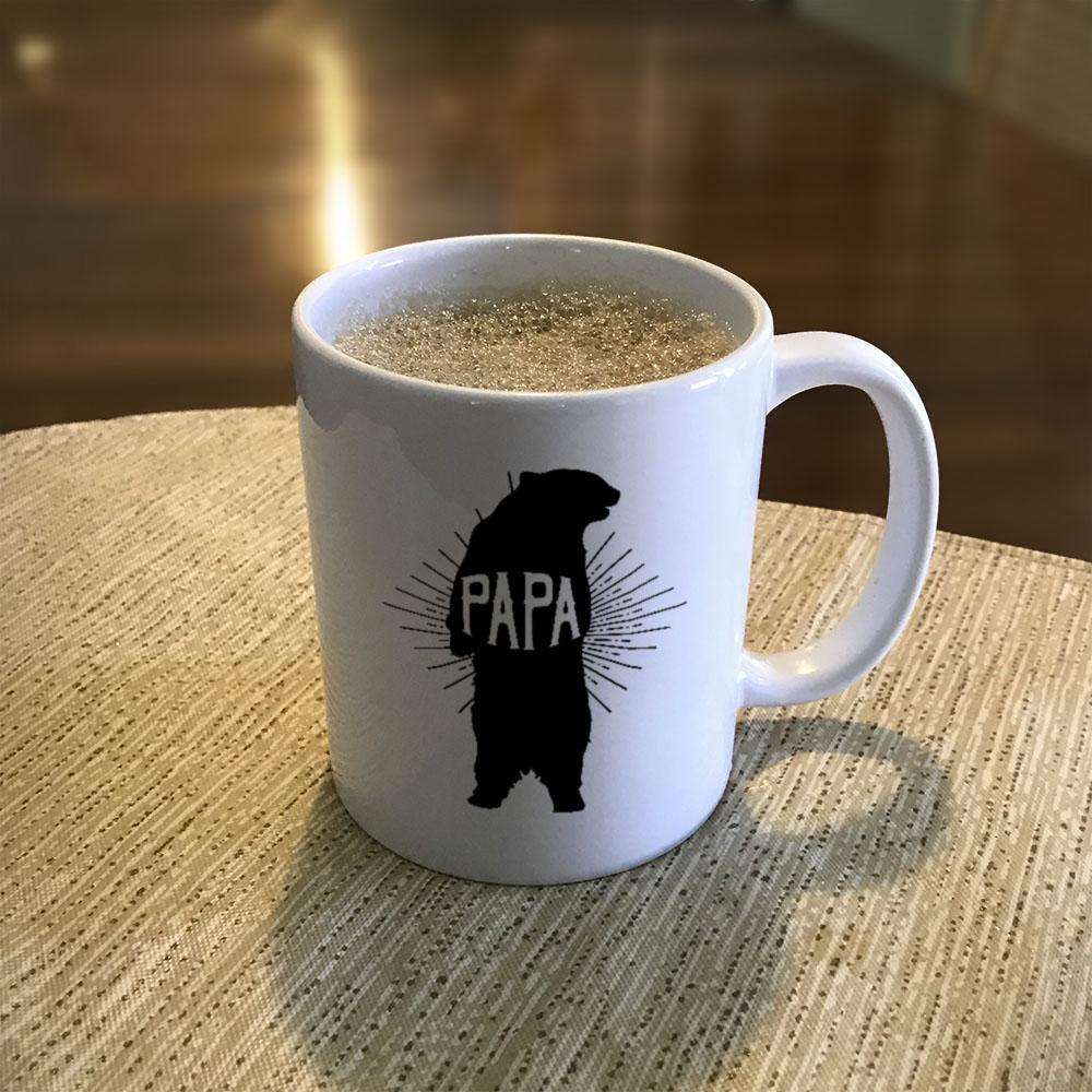 Designs by MyUtopia Shout Out:Papa Bear Coffee Mug - White,11oz / White,Ceramic Coffee Mug