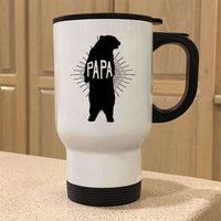 Load image into Gallery viewer, Designs by MyUtopia Shout Out:Papa Bear Stainless Steel Travel Coffee Mug w. Twist Close Lid,White / 14 oz,Travel Mug

