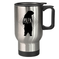 Load image into Gallery viewer, Designs by MyUtopia Shout Out:Papa Bear Stainless Steel Travel Coffee Mug w. Twist Close Lid,Stainless / 14 oz,Travel Mug
