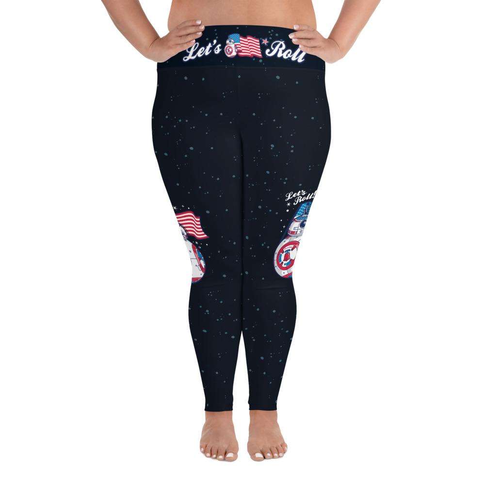 Designs by MyUtopia Shout Out:Patriotic BB-8 Lets Roll All-Over Print Plus Size Leggings,2XL,Yoga Leggings