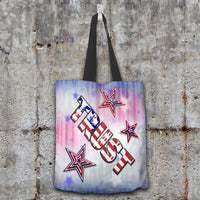 Load image into Gallery viewer, Designs by MyUtopia Shout Out:Patriotic Stars &amp; Stripes - Trust Fabric Totebag Reusable Shopping Tote
