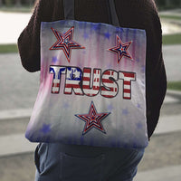 Load image into Gallery viewer, Designs by MyUtopia Shout Out:Patriotic Stars &amp; Stripes - Trust Fabric Totebag Reusable Shopping Tote
