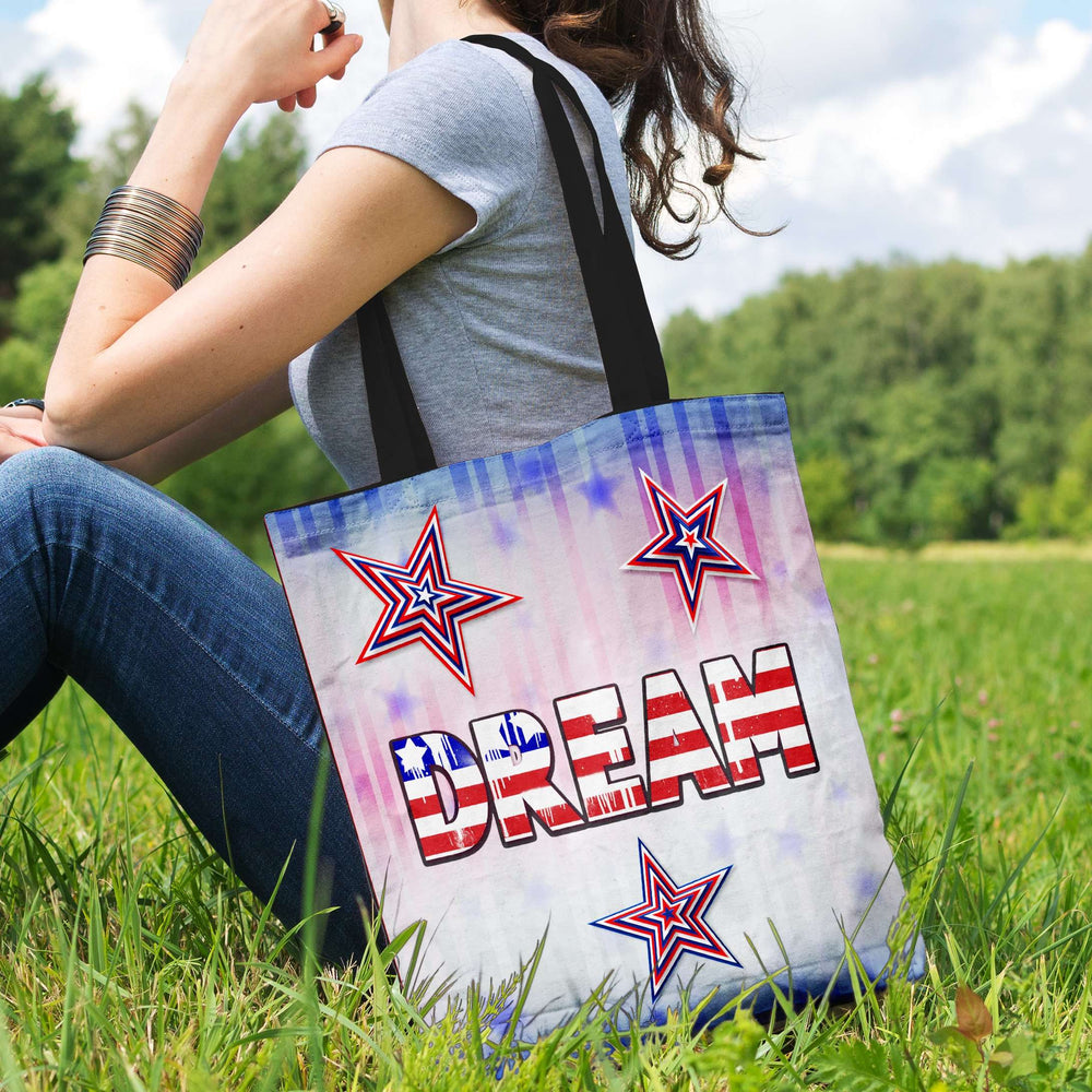 Designs by MyUtopia Shout Out:Patriotic Totebag - Dream Fabric Totebag Reusable Shopping Tote
