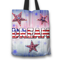 Load image into Gallery viewer, Designs by MyUtopia Shout Out:Patriotic Totebag - Dream Fabric Totebag Reusable Shopping Tote
