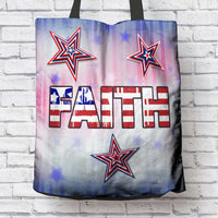 Load image into Gallery viewer, Designs by MyUtopia Shout Out:Patriotic Totebag - Faith Fabric Totebag Reusable Shopping Tote
