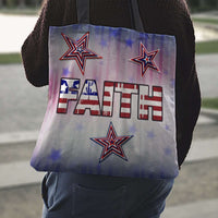 Load image into Gallery viewer, Designs by MyUtopia Shout Out:Patriotic Totebag - Faith Fabric Totebag Reusable Shopping Tote
