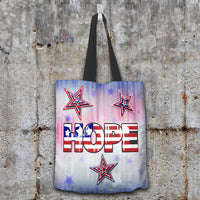 Load image into Gallery viewer, Designs by MyUtopia Shout Out:Patriotic Totebag - Hope Fabric Totebag Reusable Shopping Tote

