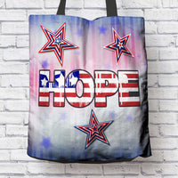 Load image into Gallery viewer, Designs by MyUtopia Shout Out:Patriotic Totebag - Hope Fabric Totebag Reusable Shopping Tote
