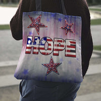 Load image into Gallery viewer, Designs by MyUtopia Shout Out:Patriotic Totebag - Hope Fabric Totebag Reusable Shopping Tote
