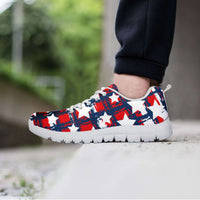 Load image into Gallery viewer, Designs by MyUtopia Shout Out:Patriotic USA Red White and Blue Plaid with Stars Running Shoes
