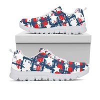 Load image into Gallery viewer, Designs by MyUtopia Shout Out:Patriotic USA Red White and Blue Plaid with Stars Running Shoes
