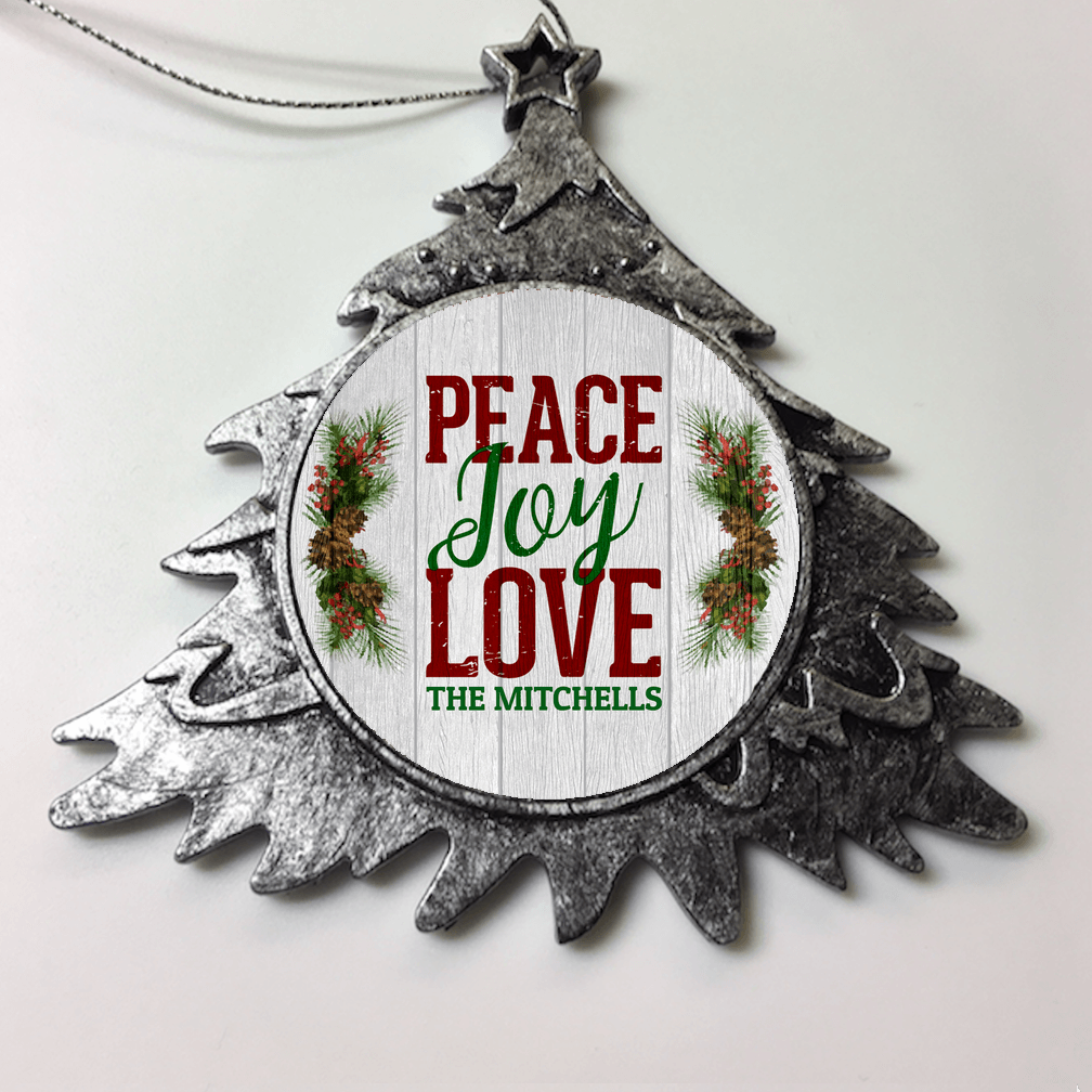 Designs by MyUtopia Shout Out:Peace Joy Love Personalized Christmas Ornament,Christmas Tree,Personalized Christmas Ornament