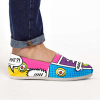 Load image into Gallery viewer, Designs by MyUtopia Shout Out:Personalize it Nurse Themed Comic Strip Casual Canvas Slip on Women&#39;s Flats (Your Text in 3 Main Bubbles)
