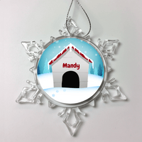 Load image into Gallery viewer, Designs by MyUtopia Shout Out:Personalized Doghouse Christmas Keepsake Ornament,Snow Crystal,Personalized Christmas Ornament
