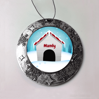 Load image into Gallery viewer, Designs by MyUtopia Shout Out:Personalized Doghouse Christmas Keepsake Ornament,Round Ornament,Personalized Christmas Ornament
