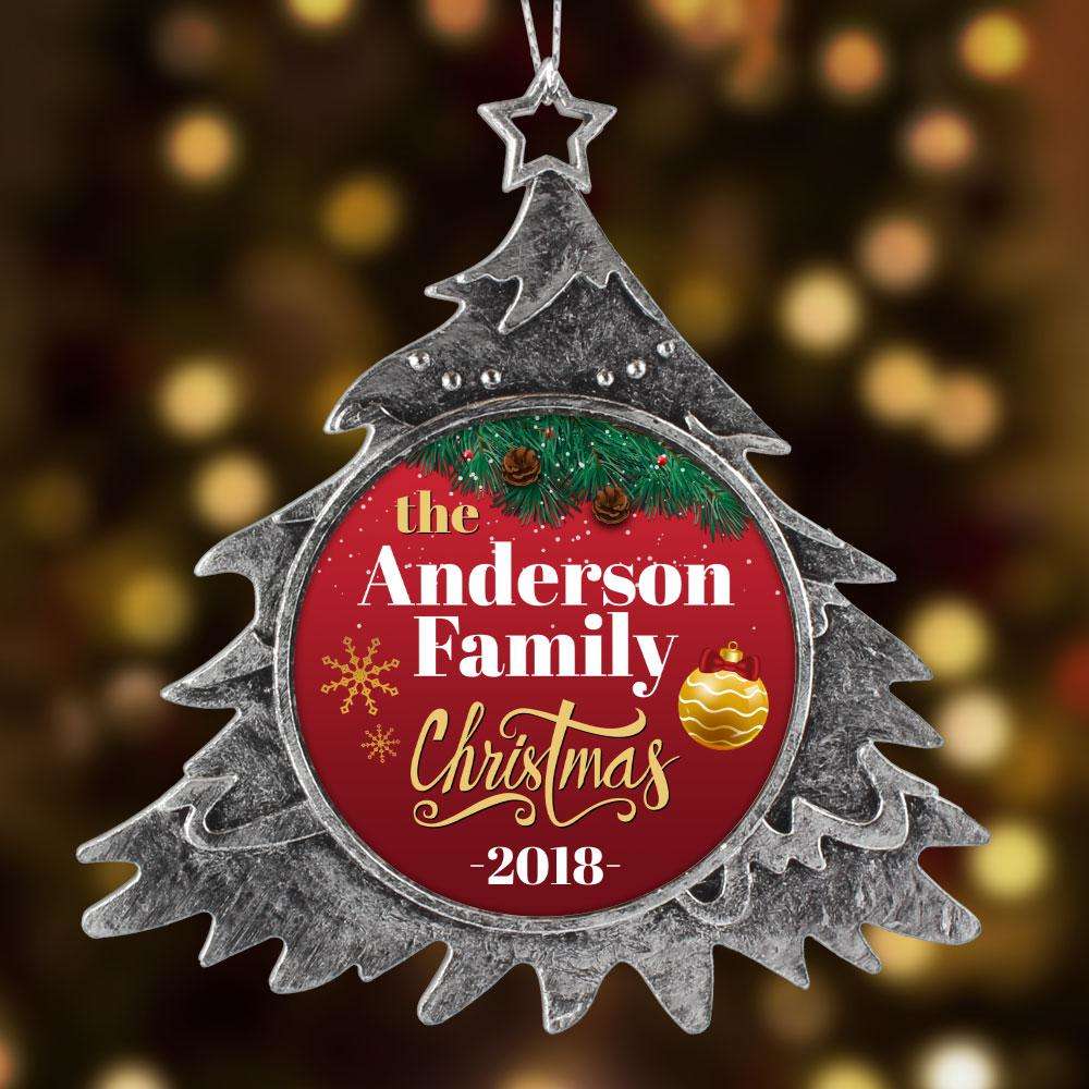 Designs by MyUtopia Shout Out:Personalized Family Christmas Dated Keepsake Ornament - Red