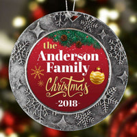 Load image into Gallery viewer, Designs by MyUtopia Shout Out:Personalized Family Christmas Dated Keepsake Ornament - Red
