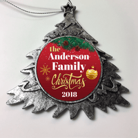 Load image into Gallery viewer, Designs by MyUtopia Shout Out:Personalized Family Christmas Dated Keepsake Ornament - Red,Christmas Tree,Personalized Christmas Ornament
