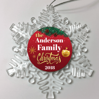 Load image into Gallery viewer, Designs by MyUtopia Shout Out:Personalized Family Christmas Dated Keepsake Ornament - Red,Snow Flake,Personalized Christmas Ornament
