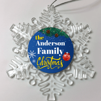 Load image into Gallery viewer, Designs by MyUtopia Shout Out:Personalized Family Christmas Keepsake Ornament Blue,Snow Flake,Personalized Christmas Ornament
