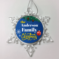 Load image into Gallery viewer, Designs by MyUtopia Shout Out:Personalized Family Christmas Keepsake Ornament Blue,Snow Crystal,Personalized Christmas Ornament
