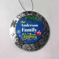 Load image into Gallery viewer, Designs by MyUtopia Shout Out:Personalized Family Christmas Keepsake Ornament Blue,Round Ornament,Personalized Christmas Ornament
