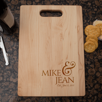 Load image into Gallery viewer, Designs by MyUtopia Shout Out:Personalized with Couples Names and Wedding Date Anniversary Engraved Maple Cutting Board

