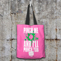 Load image into Gallery viewer, Designs by MyUtopia Shout Out:Pinch Me, I&#39;ll Punch You Fabric Totebag Reusable Shopping Tote,Pink,Reusable Fabric Shopping Tote Bag
