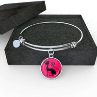 Load image into Gallery viewer, Designs by MyUtopia Shout Out:Pink Cat in Profile,Bangle-Bracelet adjustable / Pink/Black,Necklace
