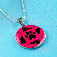 Load image into Gallery viewer, Designs by MyUtopia Shout Out:Pink Cat, Mouse and Paw print,Necklace / Pink/Black,Necklace
