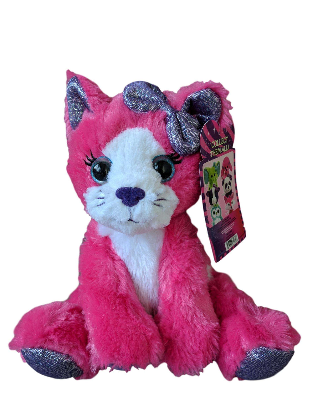 Designs by MyUtopia Shout Out:Pink Cat Plush Stuffed Animal Toy  7-inch Tall