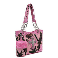 Load image into Gallery viewer, Designs by MyUtopia Shout Out:Pink Forest Camo Western Purse with Cross Bling, Cellphone Holder and Concealed Carry Pocket,Pink,Handbag Purse
