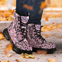 Load image into Gallery viewer, Designs by MyUtopia Shout Out:Pink Leopard and Tiger Print 7 Eye Walking Boots

