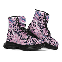 Load image into Gallery viewer, Designs by MyUtopia Shout Out:Pink Leopard and Tiger Print 7 Eye Walking Boots
