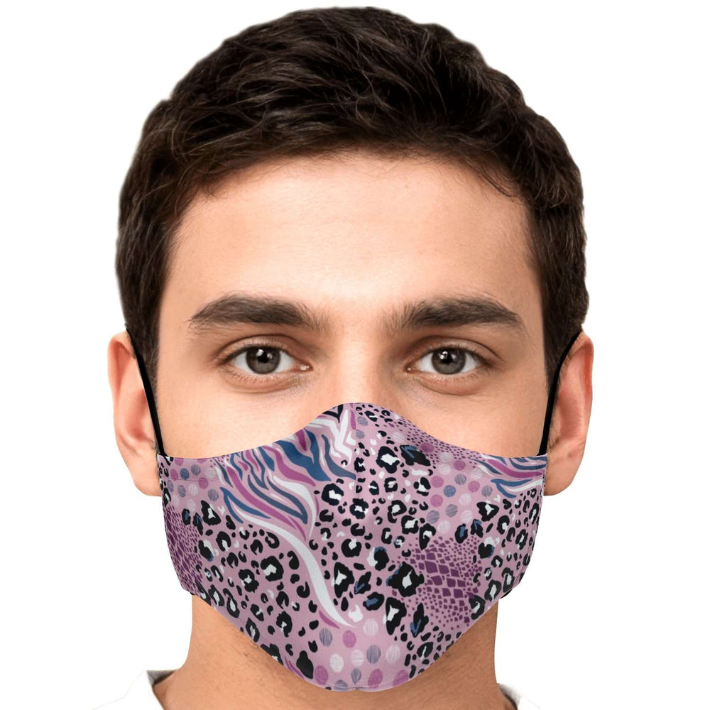 Designs by MyUtopia Shout Out:Pink Leopard Tiger print Fitted Face Mask w. Adjustable Ear Loops,Adult / Single / No filters,Fabric Face Mask